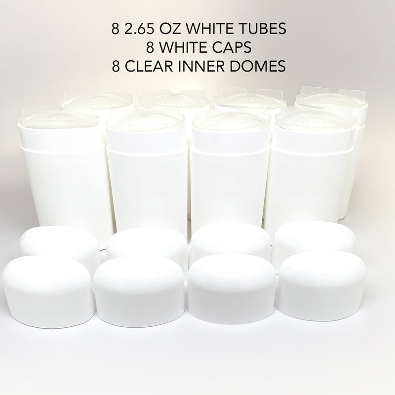 2.65 Ounce / 78 ml Empty Deodorant Container BPA-Free PP Plastic White Twist-Up Refillable Tubes
