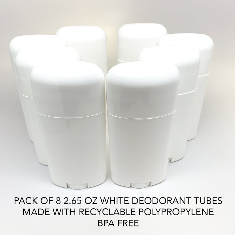 2.65 Ounce / 78 ml Empty Deodorant Container BPA-Free PP Plastic White Twist-Up Refillable Tubes