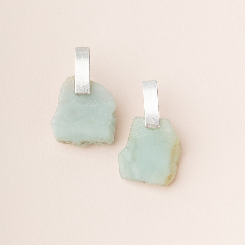 Stone Slice Earring - Amazonite/Silver